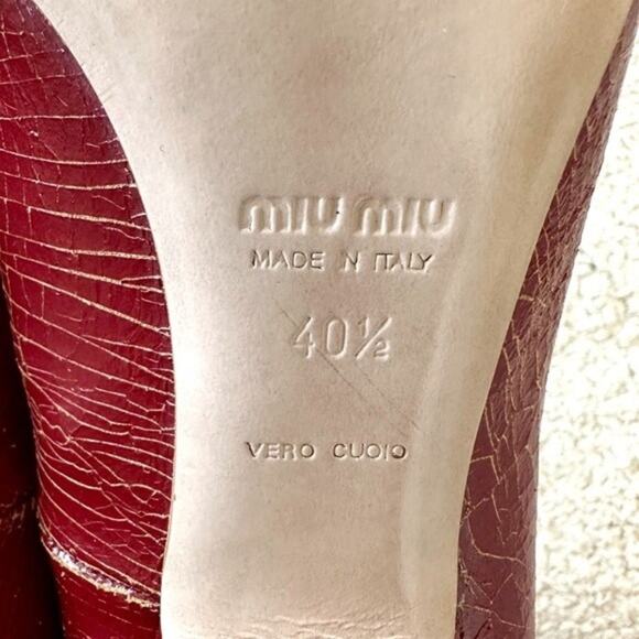 Miu Miu Cracked Effect Red Leather Pumps High Heels Size IT 40.5 / US 10.5 - Picture 10 of 15
